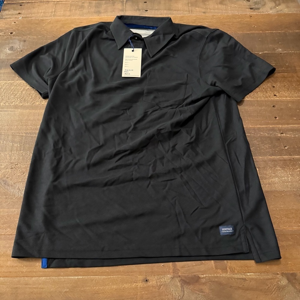 Report Collection Heritage Black performance pique Polo Shirt